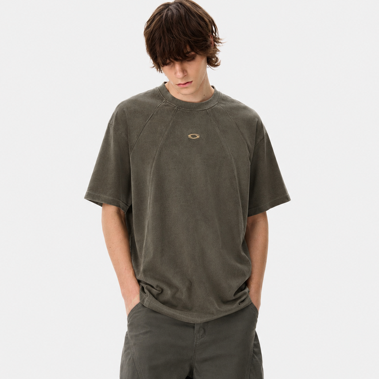Suede Panel Raglan T-Shirt