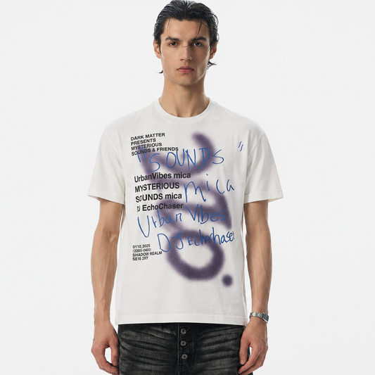 Washed Graffiti Text Print Spray Effect T-Shirt