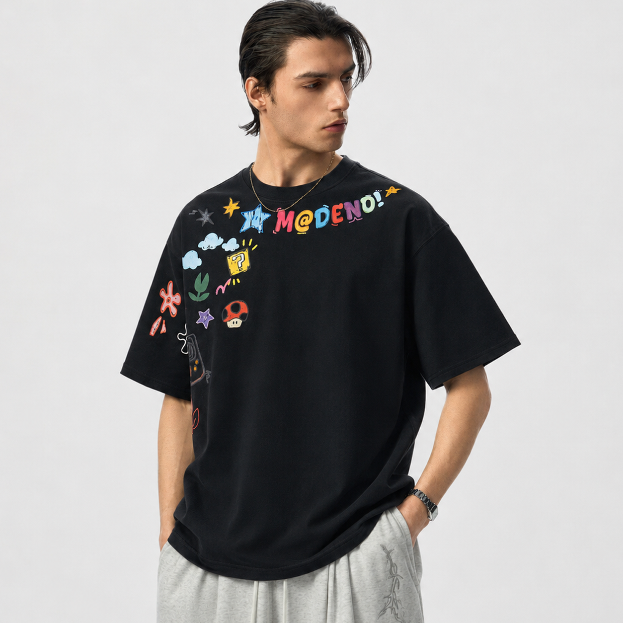 Colorful Fun Pattern Crew Neck T-Shirt