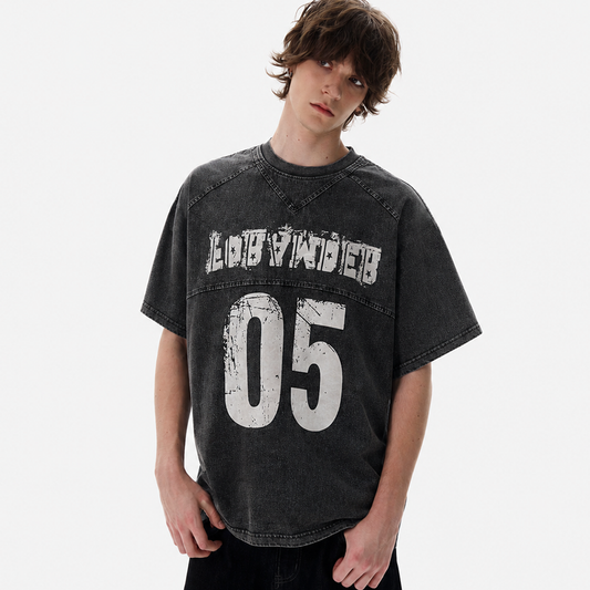 Vintage Acid Wash Number 05 Football T-Shirt