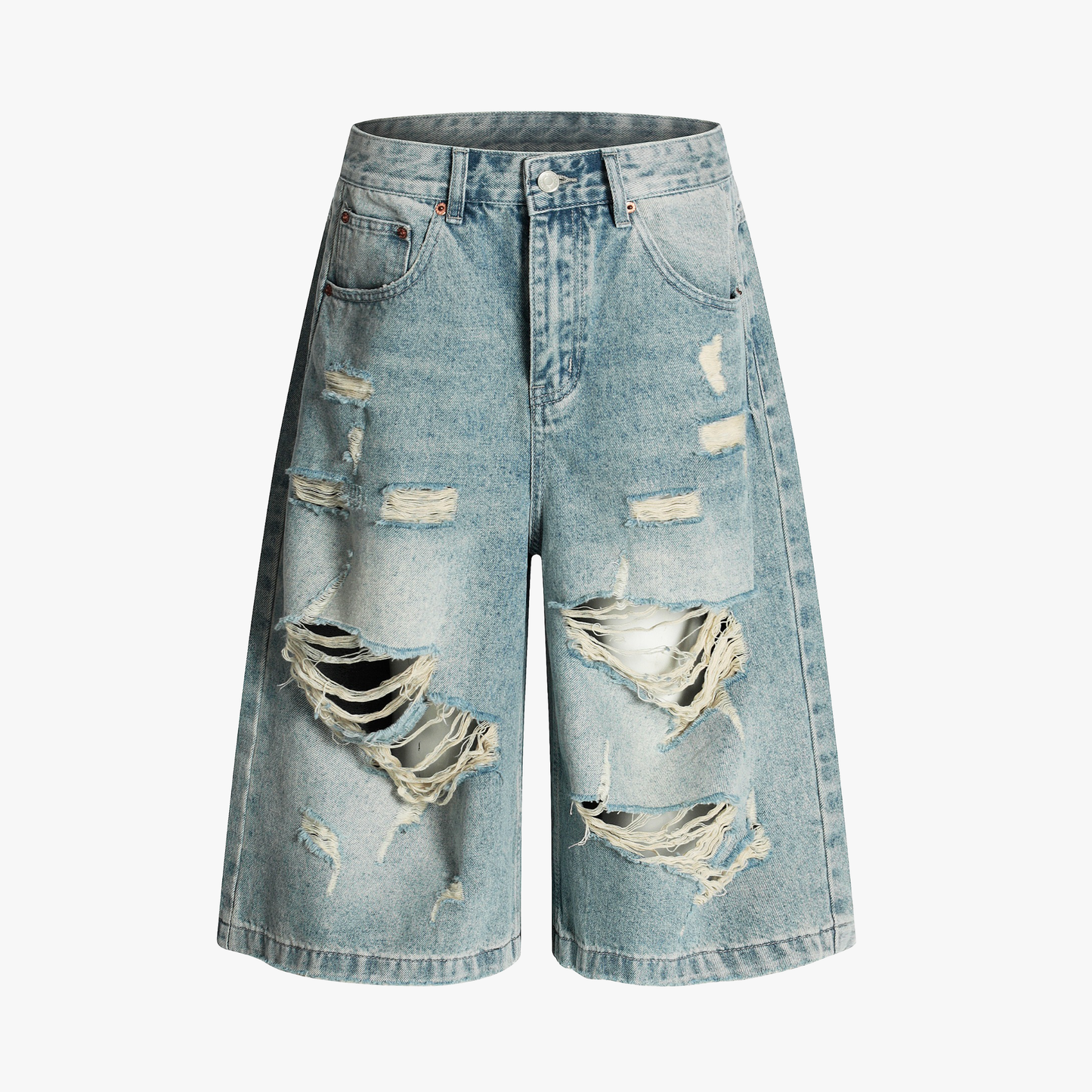 Distressed Washed Ripped Denim Jort