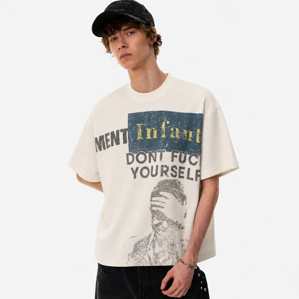 Statement Text Graphic Waffle T-Shirt