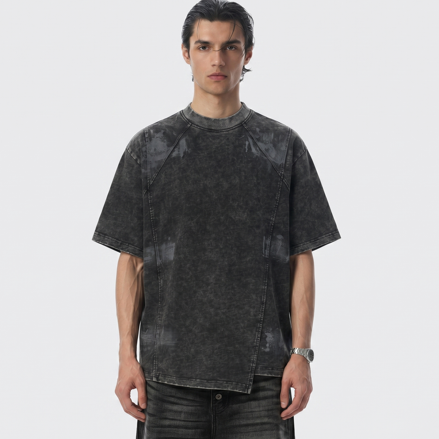 Vintage Washed Panel Seam Oversized T-Shirt