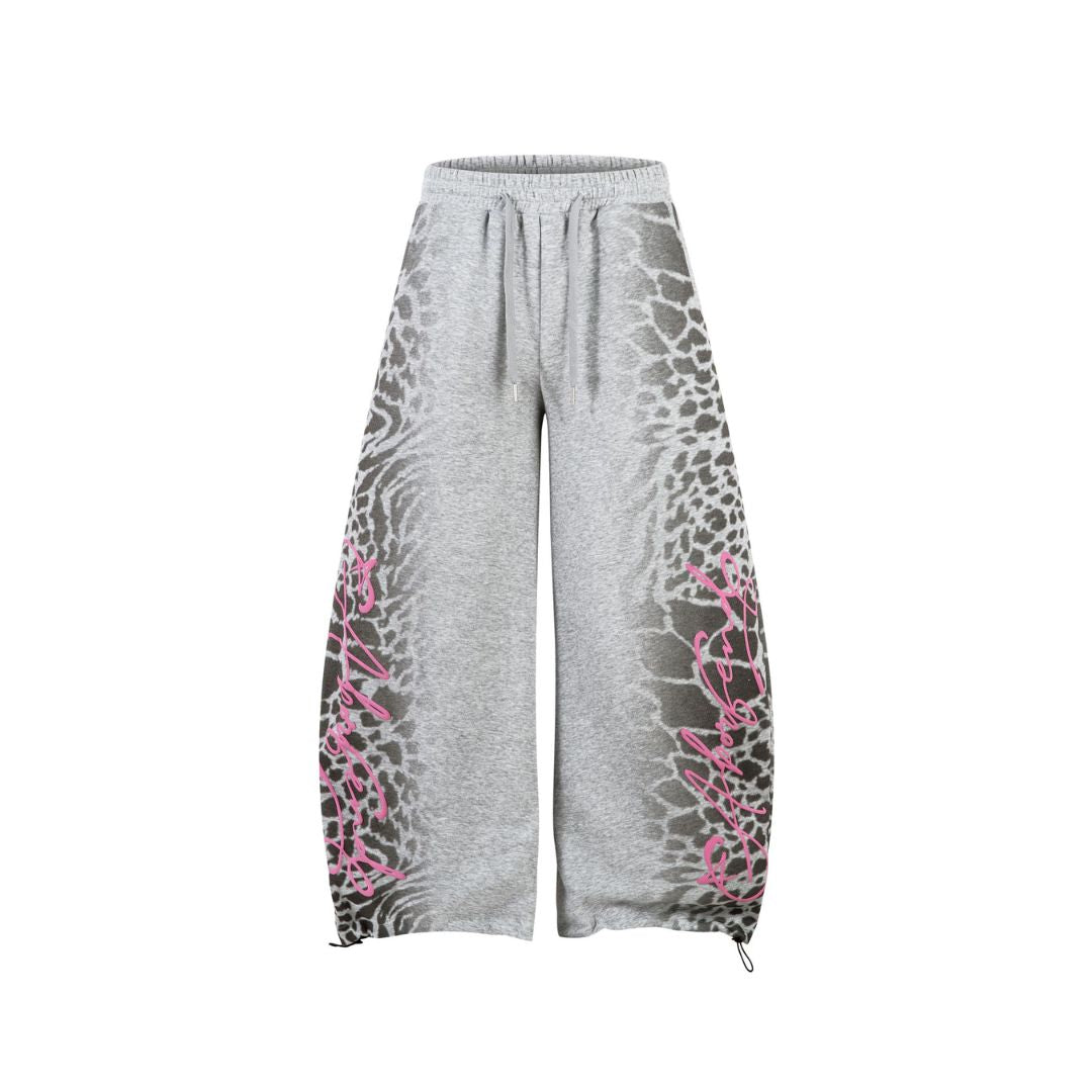 Grunge Leopard Wide-Leg Sweatpants