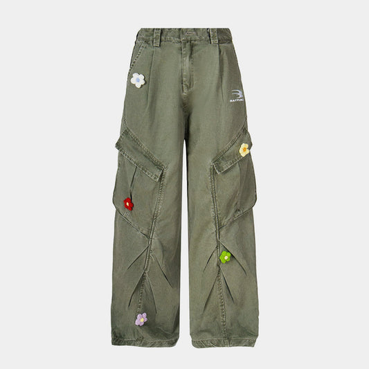 3D floral embroidery | Washed Cargo