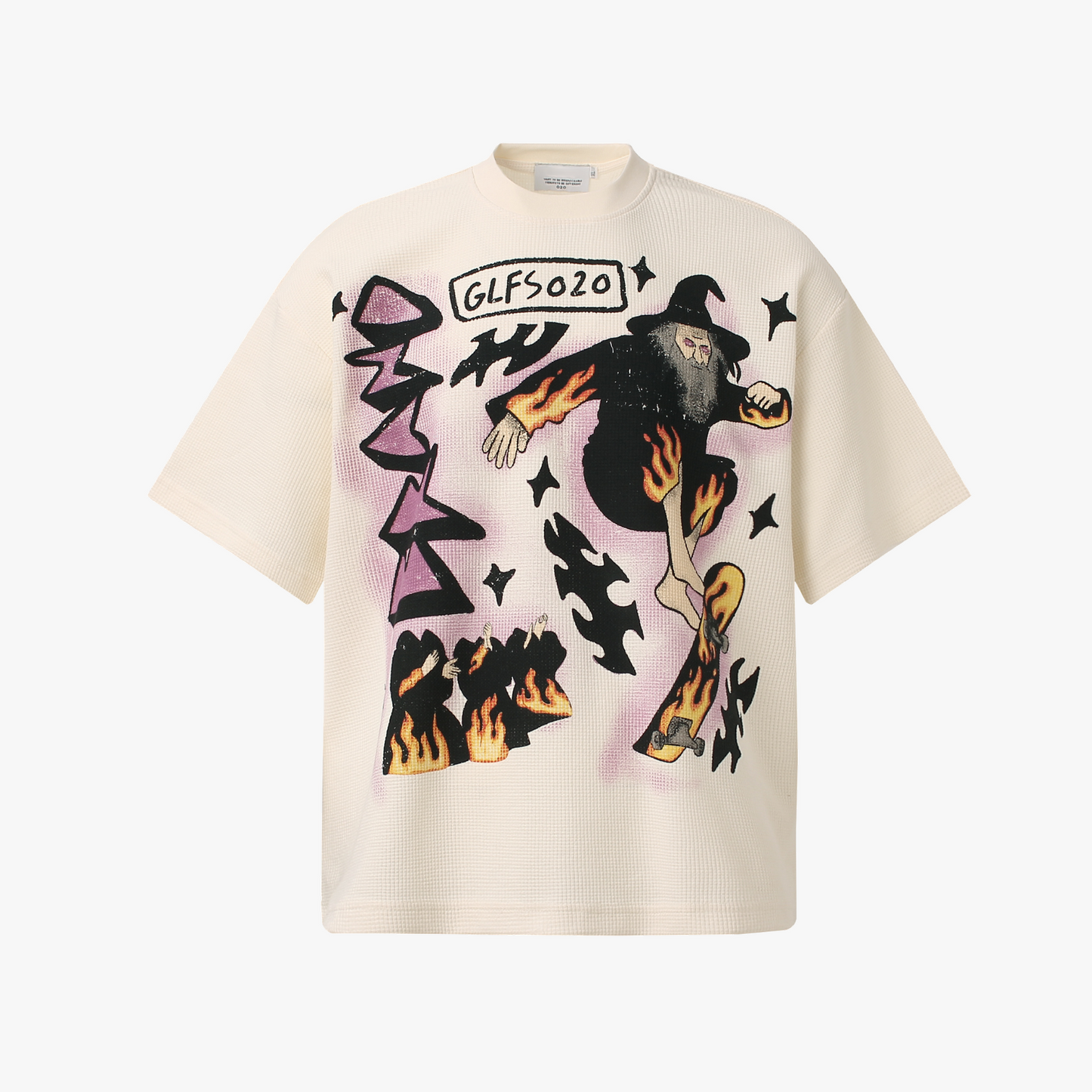 Waffle Knit Skate Wizard Flame Graphic T-Shirt