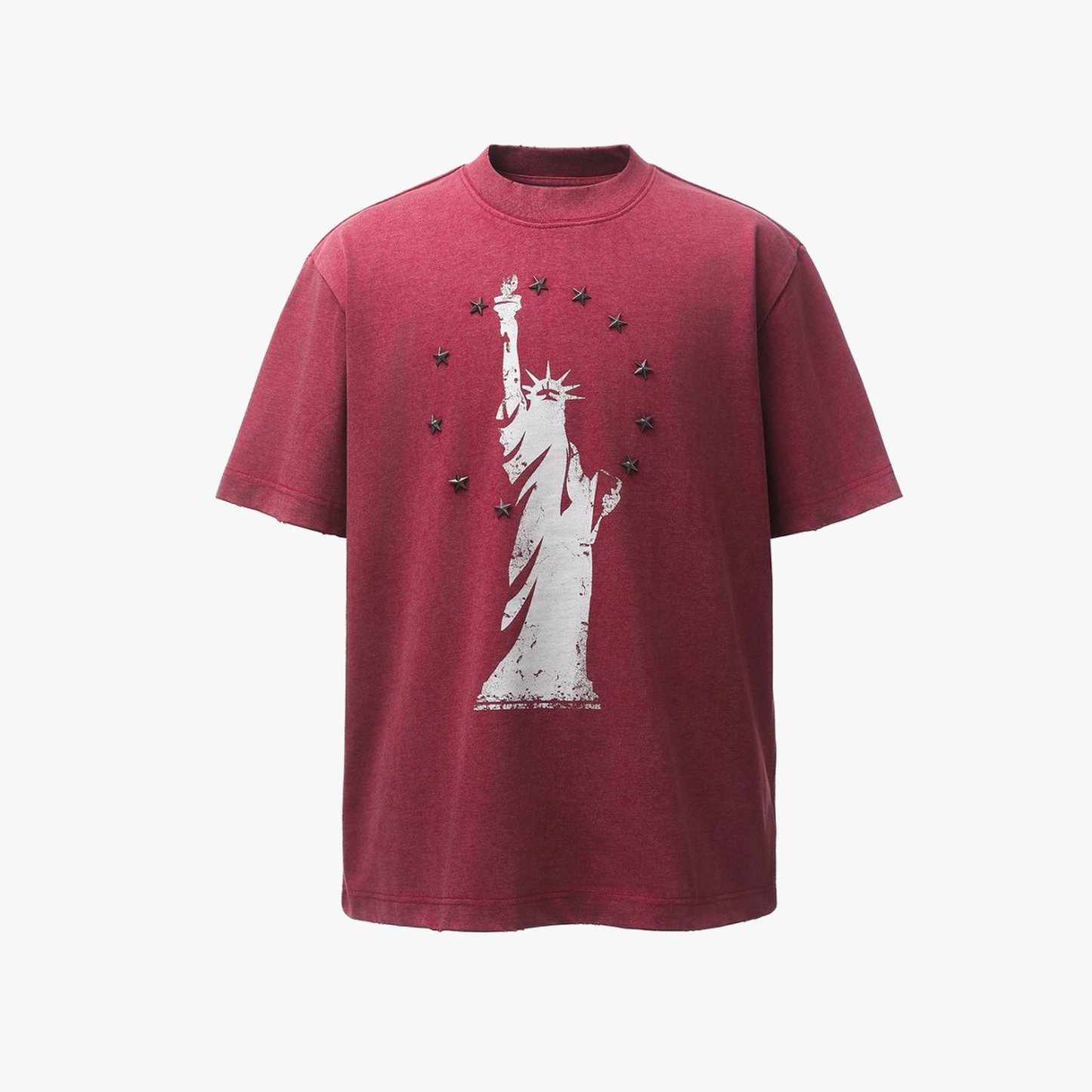 Statue of Liberty Print and Star Details T-Shirt