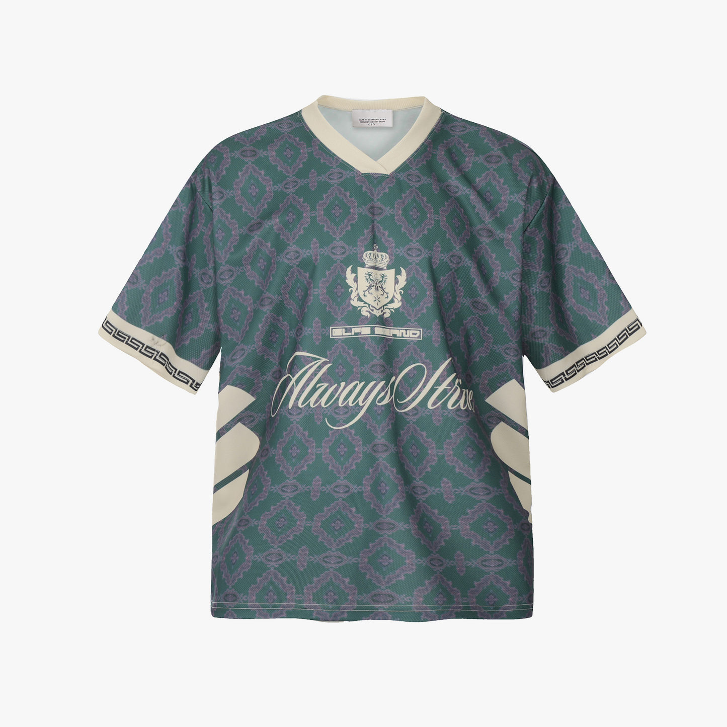 Always Strive Green Patterned Jersey V-Neck T-Shirt