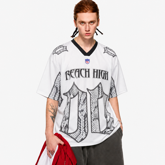 Jersey Style Snake Print T-Shirt - A Bold Athletic Look