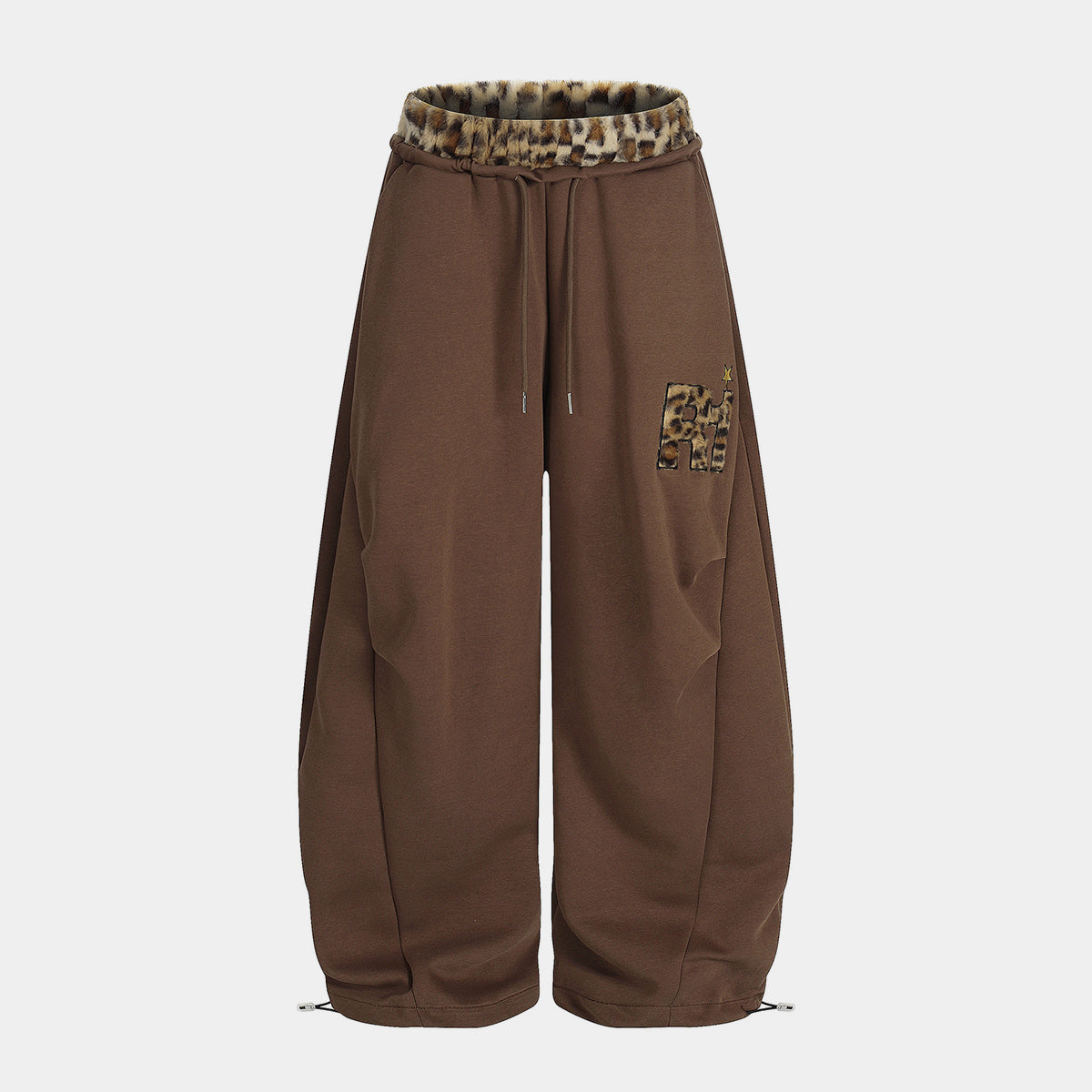Faux-fur Leopard| Embroidery Barrel Pants