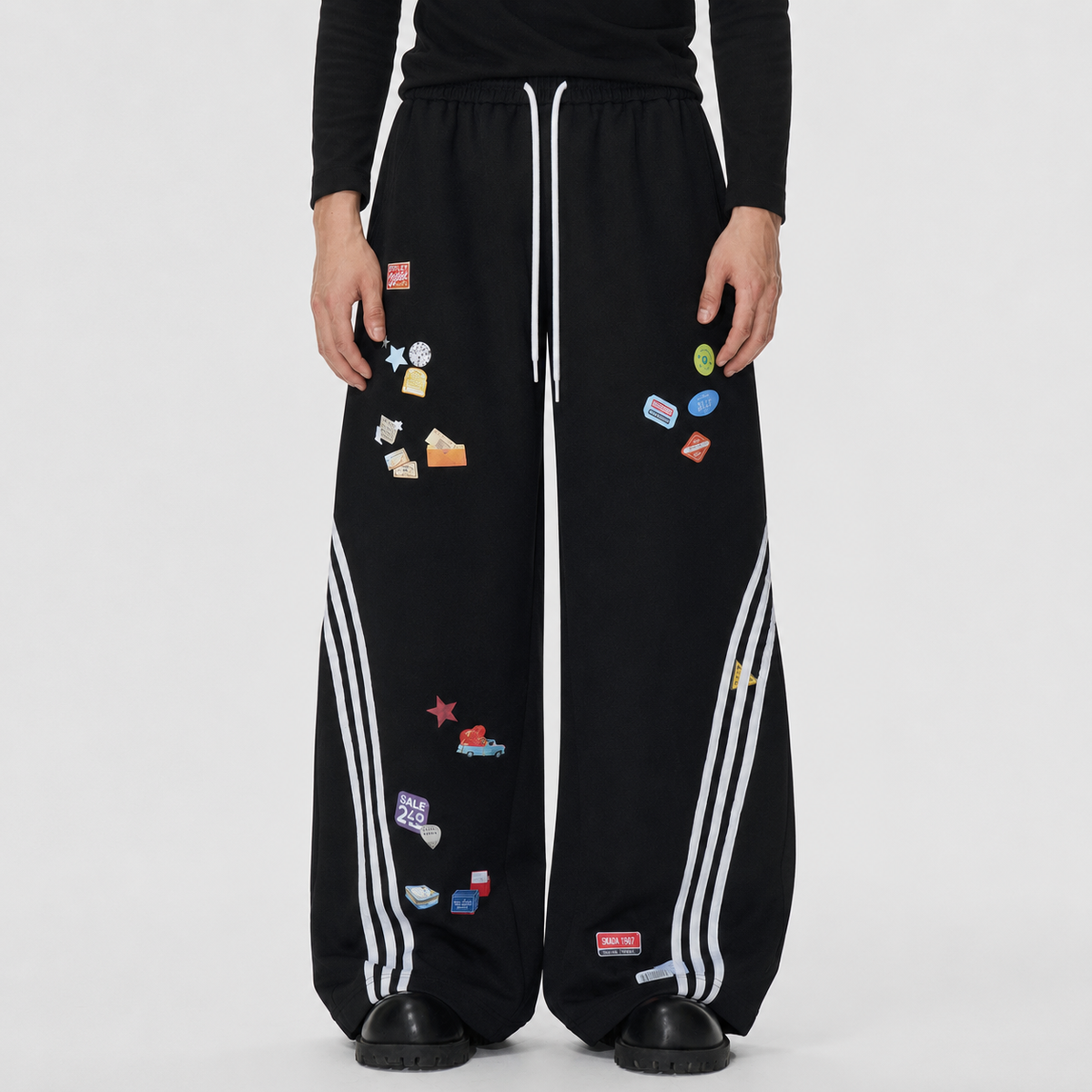 Street Patterned Striped Barrel Casual Pants - Effortless Style - OMYGOODS