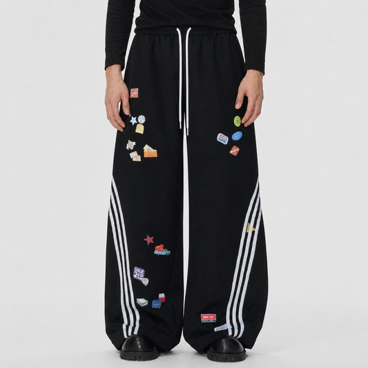 Street Patterned Striped Barrel Casual Pants - Effortless Style