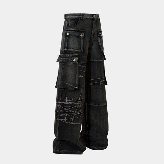 Barbed Wire Print | Baggy Jeans