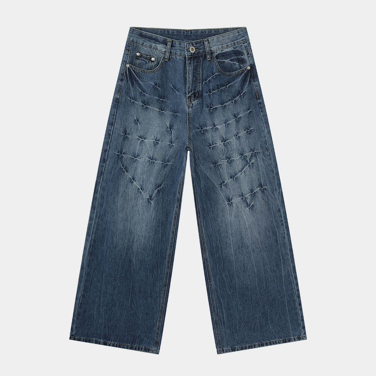 Cross Scratch | Wide Denim Jeans