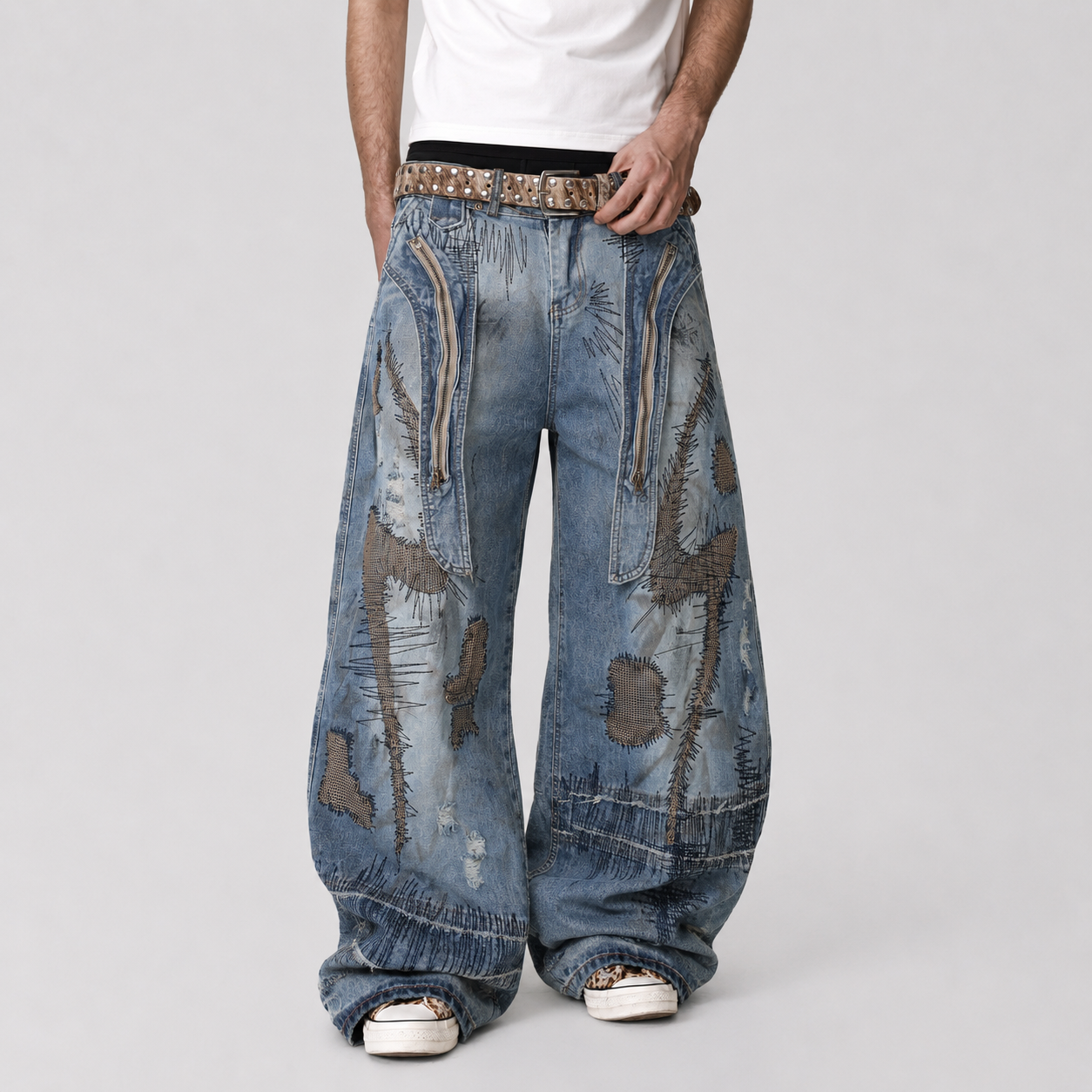 RO Style Washed Barrel Jeans