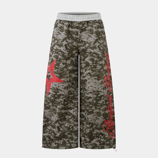Vintage Print Sweatpants | Loose Fit Drawstring Streetwear Trousers