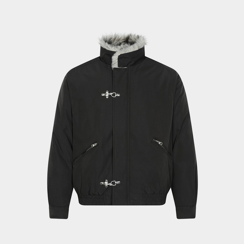 Fur Collar Fleece | Metal Button Coat