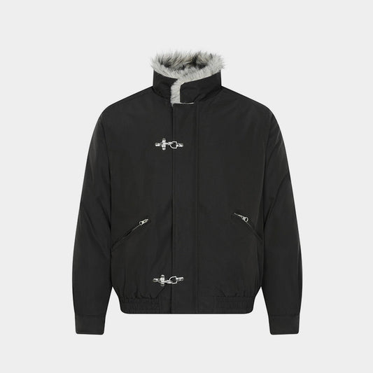 Fur Collar Fleece | Metal Button Coat