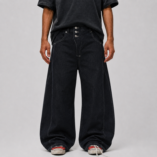 Reverse-Stitched Multi-Button Jeans