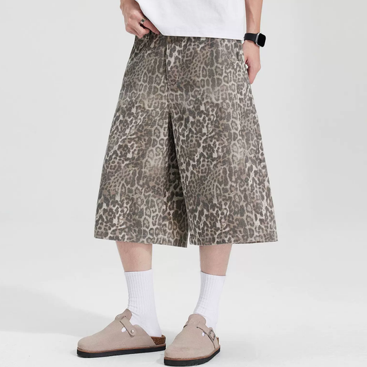 Vintage Leopard Cargo Shorts