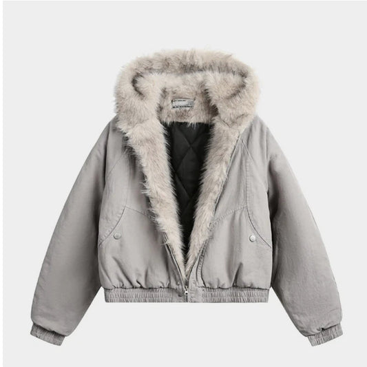 Spliced Fur | Hooded Quilted Jacket