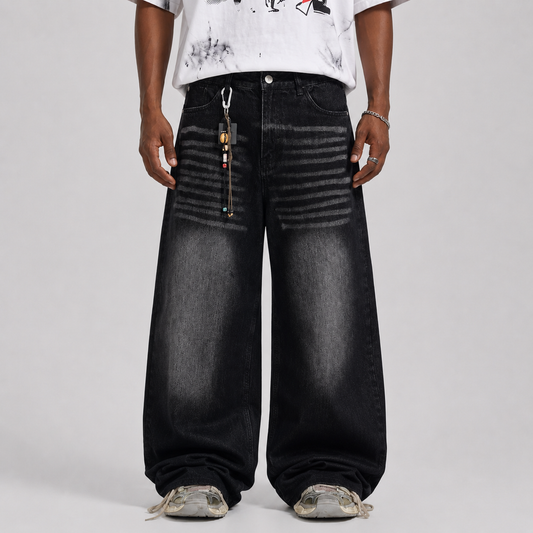 Vintage Embroidered Cross Washed Scimitar Jeans
