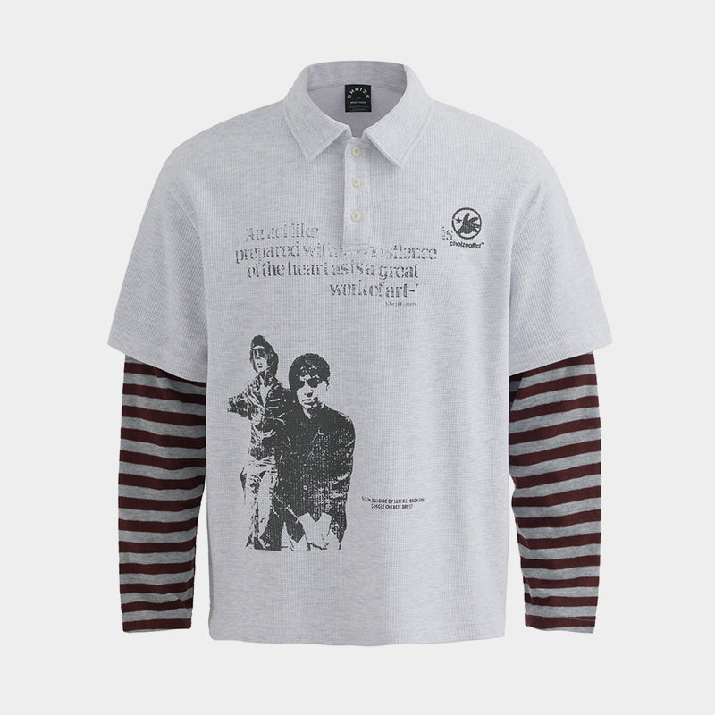 Vintage Striped Layered | Polo Sweatshirt