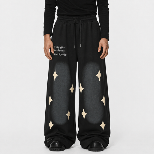 Spray Paint Star Print Distressed Sweatpants