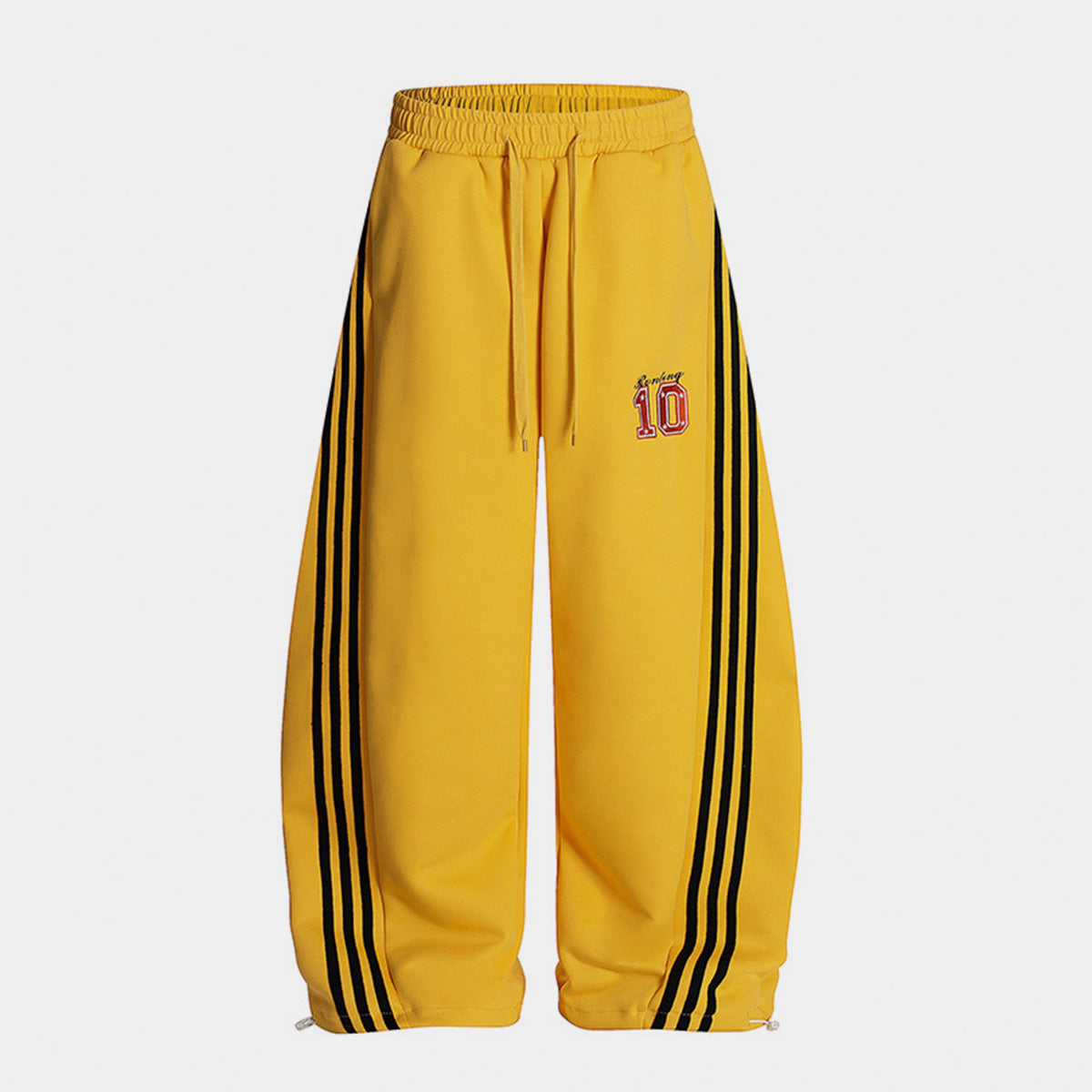 Vintage Side Stripe Pants | Wide Leg Fleece Streetwear Trousers