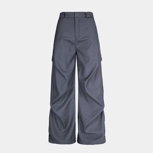 Pleated Casual Trousers | Adjustable Belt Streetwear Pants