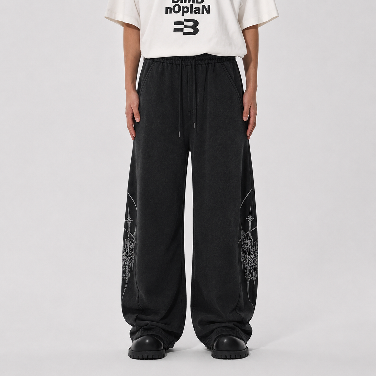 Graphic Wide-Leg Street Pants - OMYGOODS