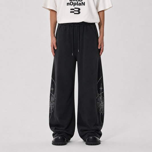 Graphic Wide-Leg Street Pants - OMYGOODS