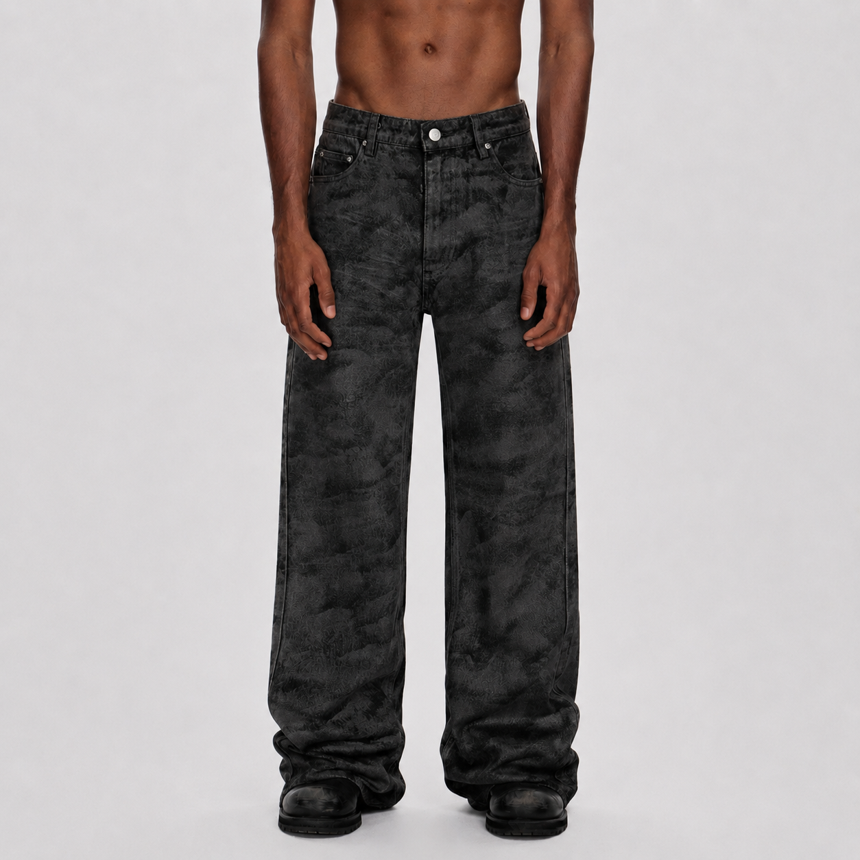 Retro Hand-Brushed Glitter Flare Jeans
