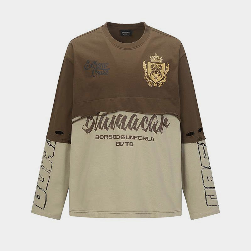 Y2K Grunge Patchwork | Distressed Graphic Sweatshirt