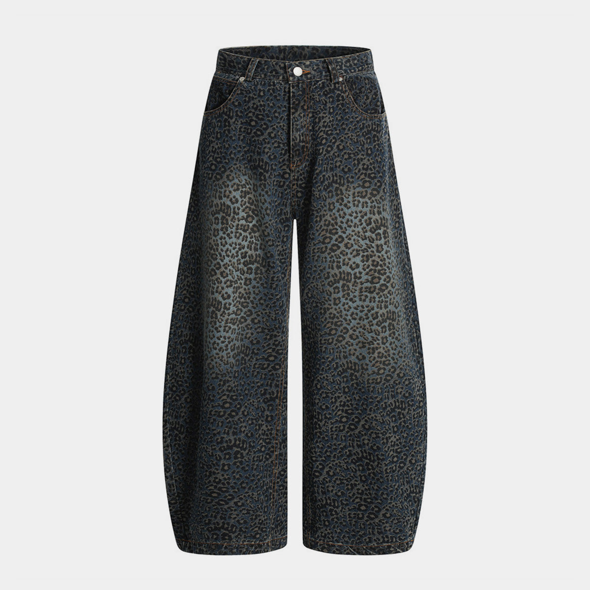Leopard Print Barrel Jeans | Wide Leg High Rise Streetwear Denim