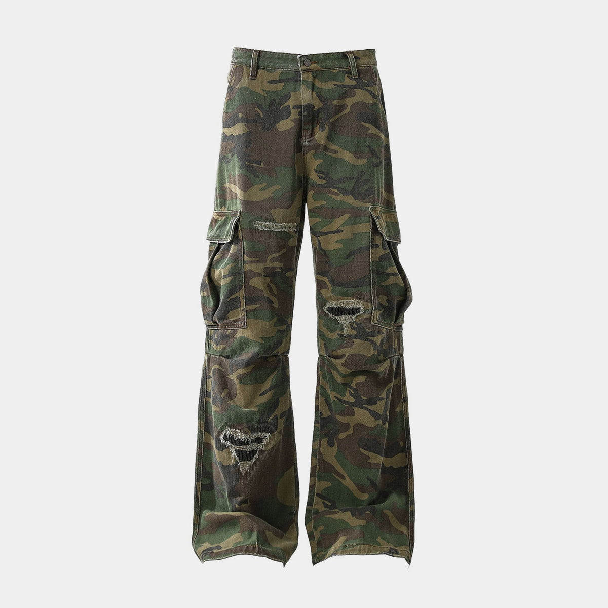 Ripped Camouflage Flared | Cargo Pants