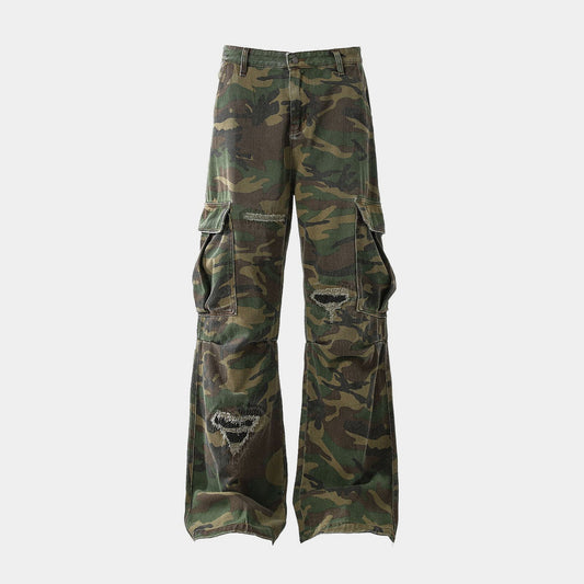 Ripped Camouflage Flared | Cargo Pants