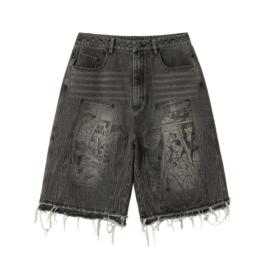 Static Comic Denim Shorts