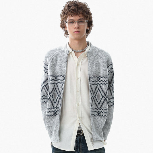 Geometric Textured | Knit Zip Jacket