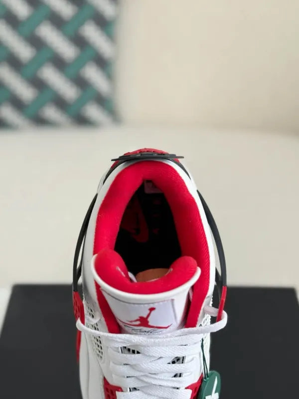 Air Jordan 4 Retro “Fire Red” Sneakers – White, Red & Black - OMYGOODS