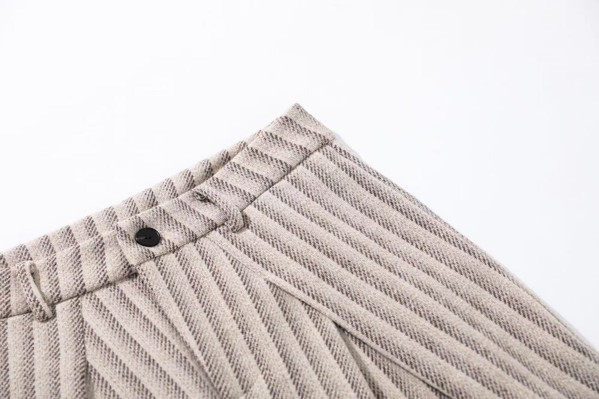 Striped Casual Wide-Leg Suit Pants - OMYGOODS