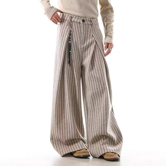 Striped Casual Wide-Leg Suit Pants - OMYGOODS