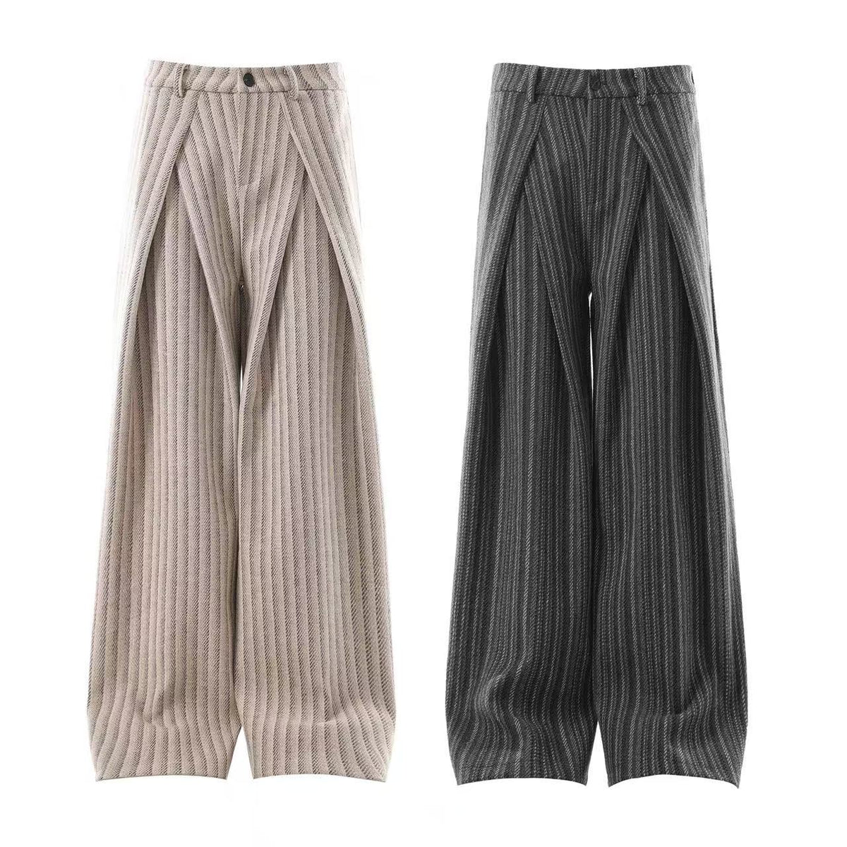 Striped Casual Wide-Leg Suit Pants - OMYGOODS