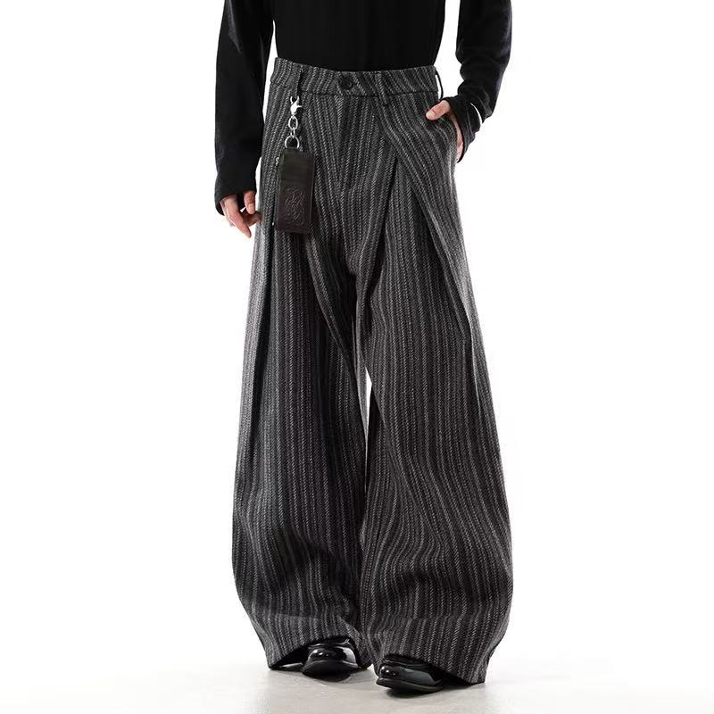Striped Casual Wide-Leg Suit Pants - OMYGOODS