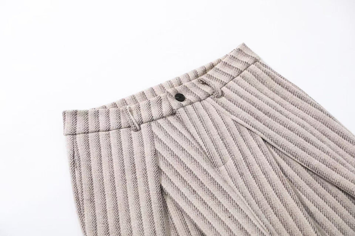 Striped Casual Wide-Leg Suit Pants - OMYGOODS