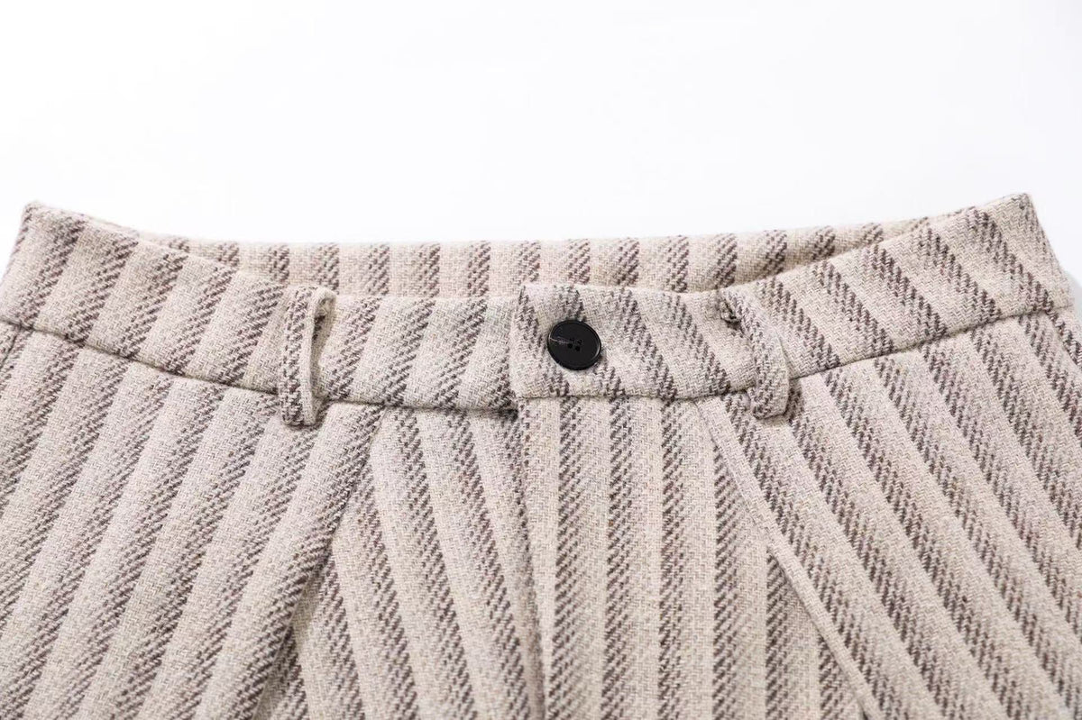 Striped Casual Wide-Leg Suit Pants - OMYGOODS