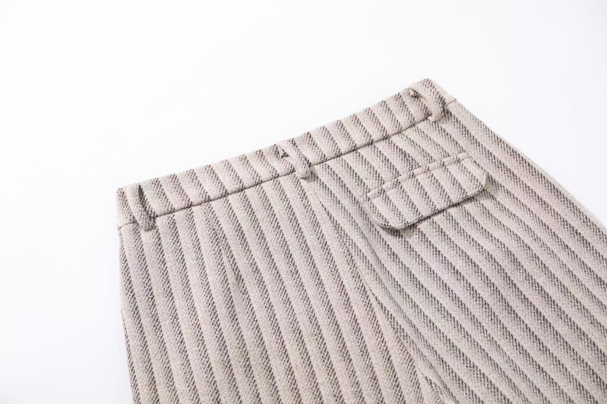 Striped Casual Wide-Leg Suit Pants - OMYGOODS