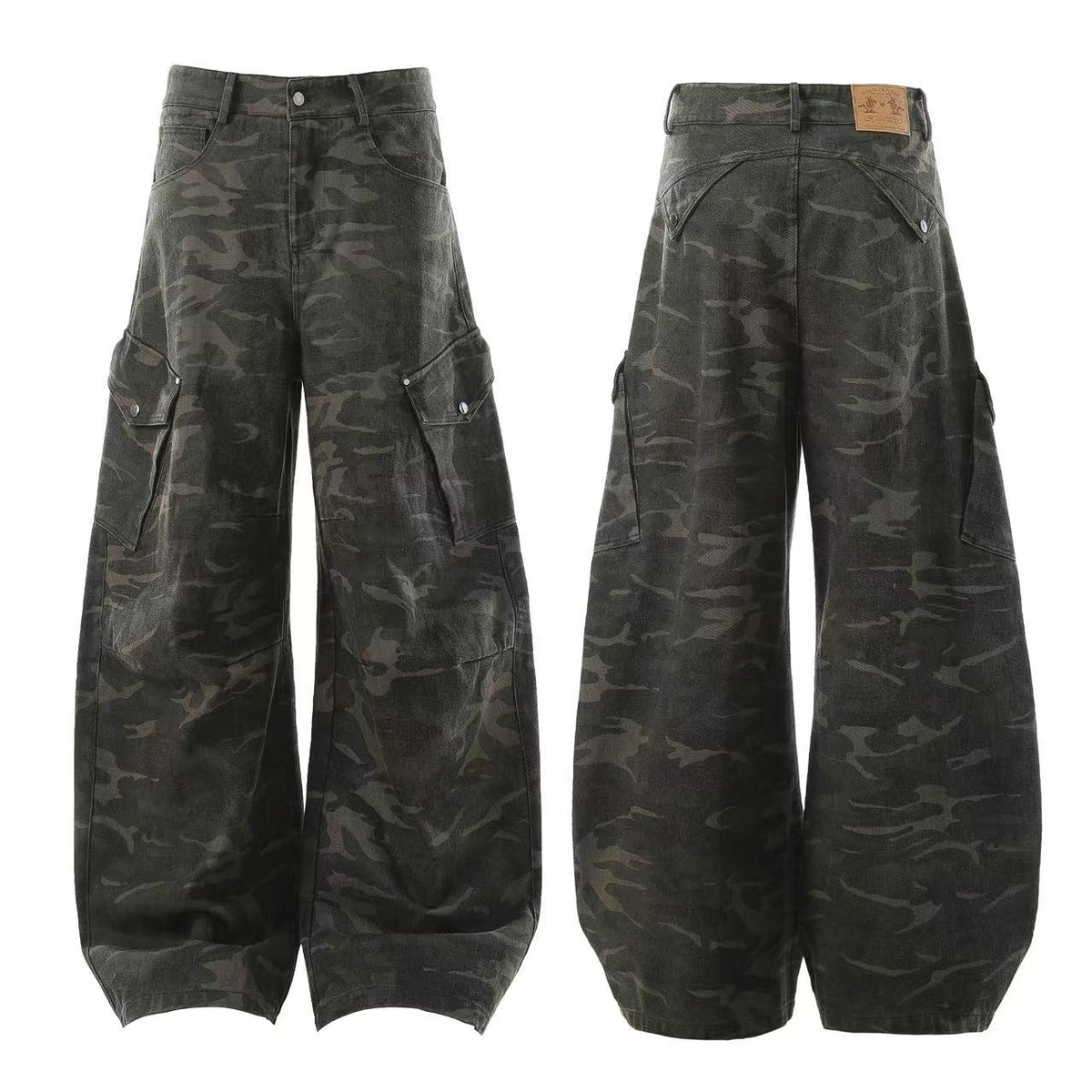 Camo Wide-Leg Cargo Pants - OMYGOODS