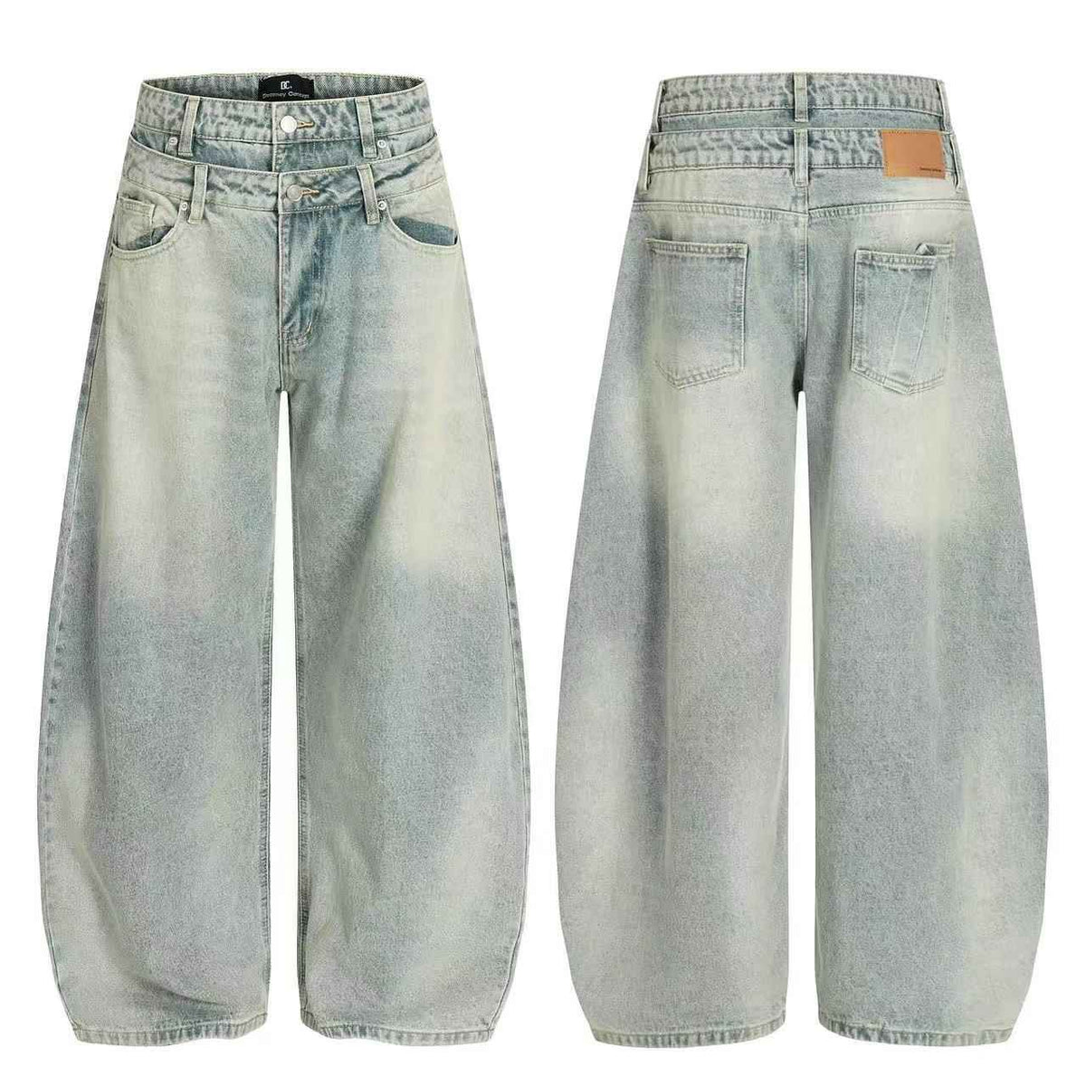 Retro Washed Wide-Leg Baggy Jeans