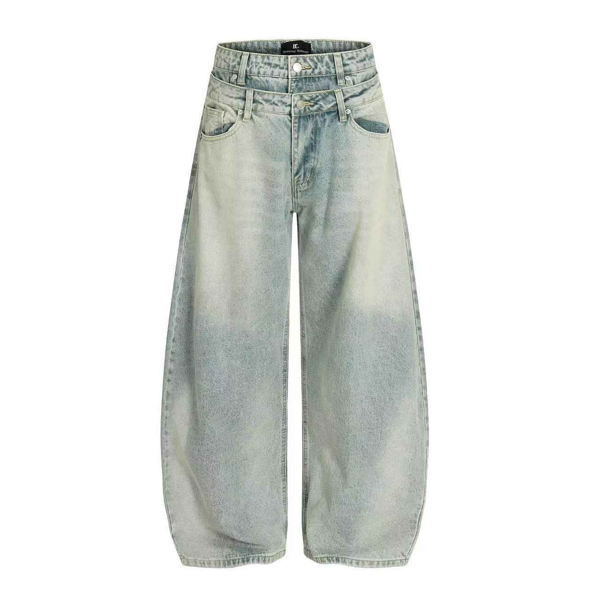 Retro Washed Wide-Leg Baggy Jeans